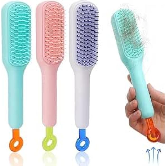 Detangling Brush Self Cleaning Hair Brush for Women and Men, Zipper Hair Brush for Easy Hair Extraction - Image 3